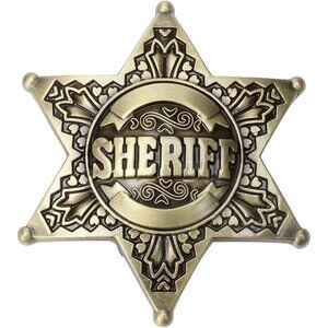 🆕Men's Gold/Black Sheriff Western Motorcyclist Zinc Alloy Metal Belt Buckle